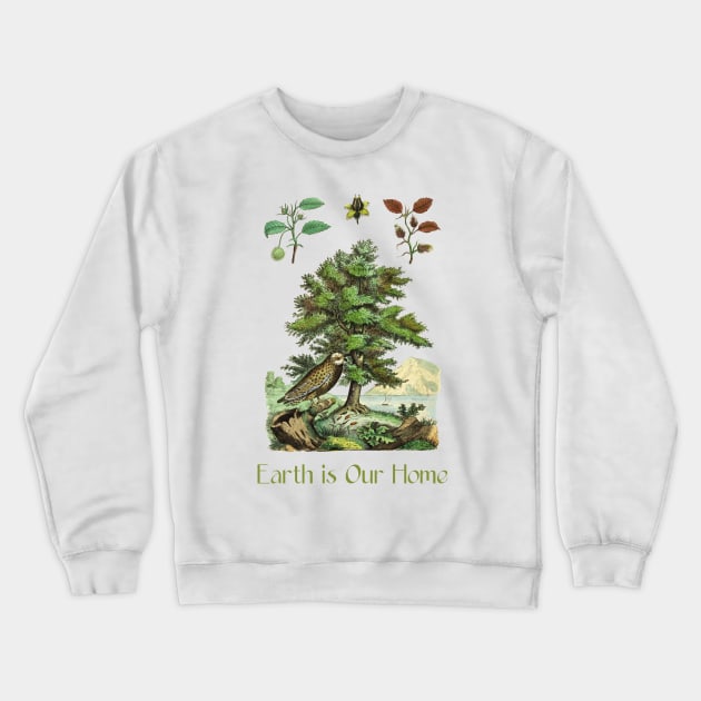 Nature Illustration & Quote Crewneck Sweatshirt by Biophilia